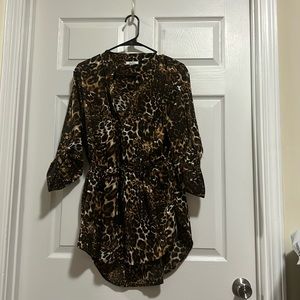 Leopard Gathered Waist Top